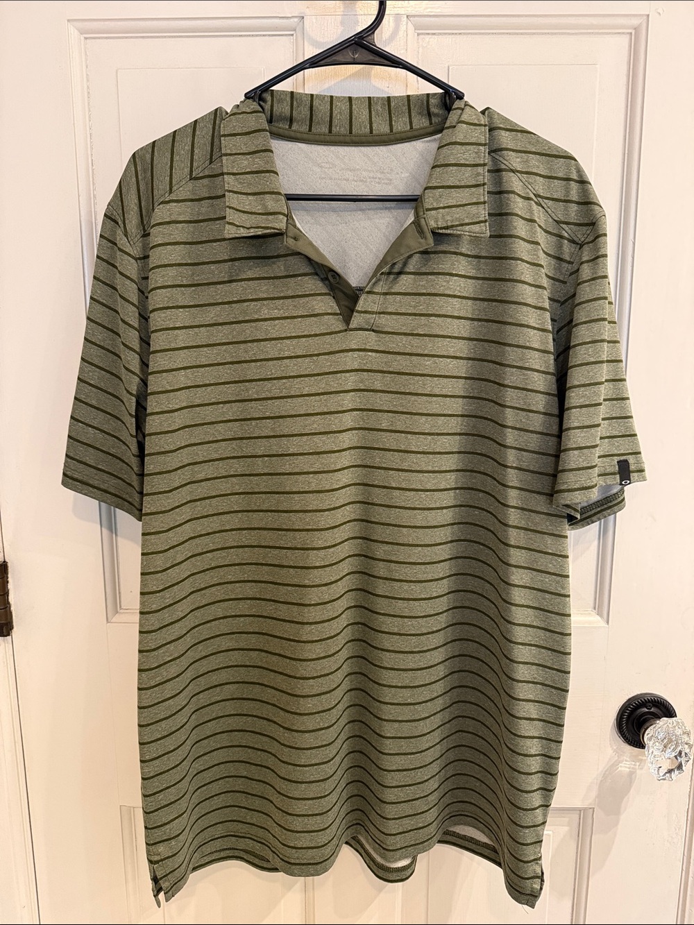 Oakley Olive Green Striped Polo Shirt